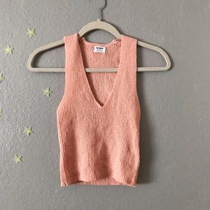 Dusty pink deep v neck tank top